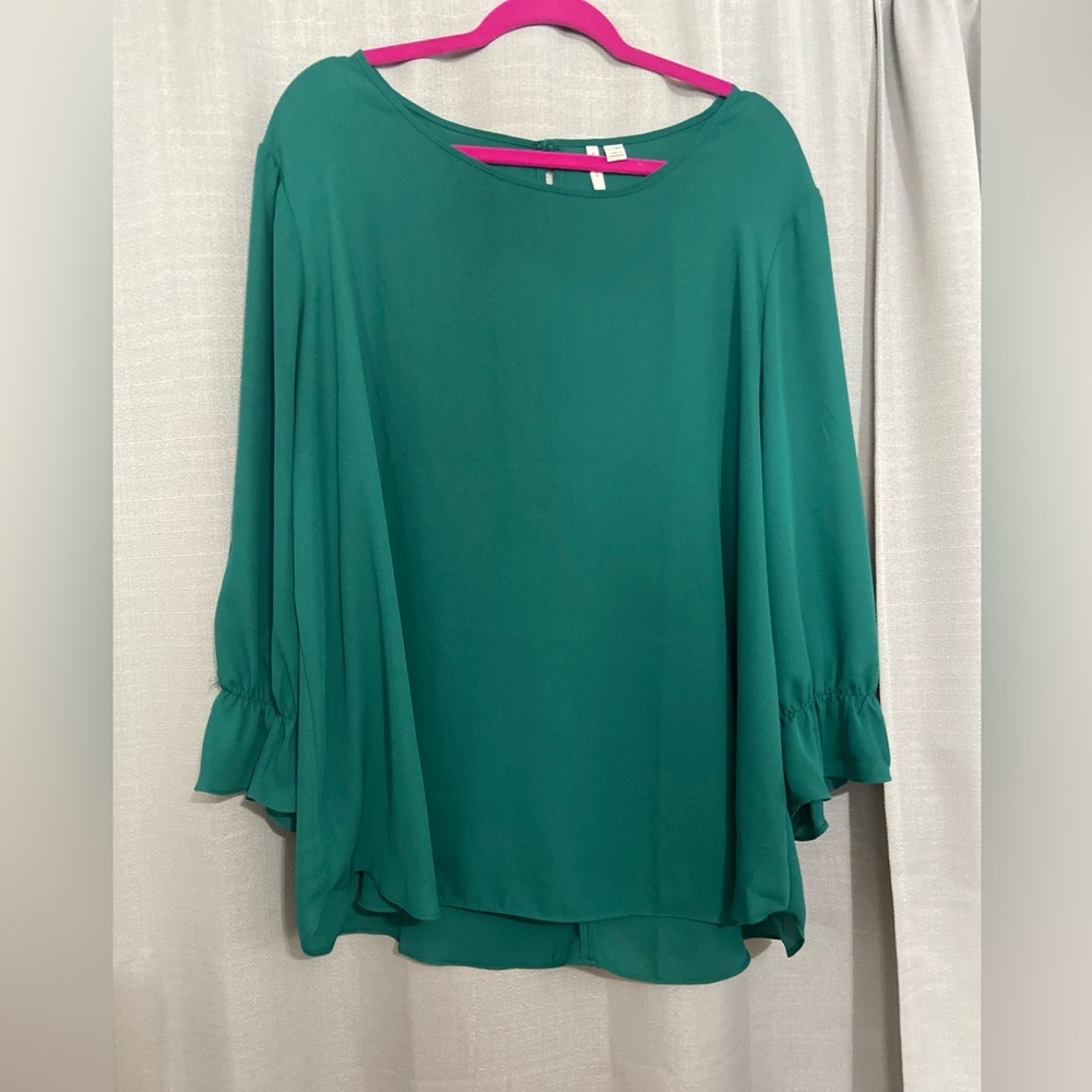 CATO FOREST GREEN MID-SLEEVE BLOUSE , SIZE:PLUS 22/24W 🔥🔥